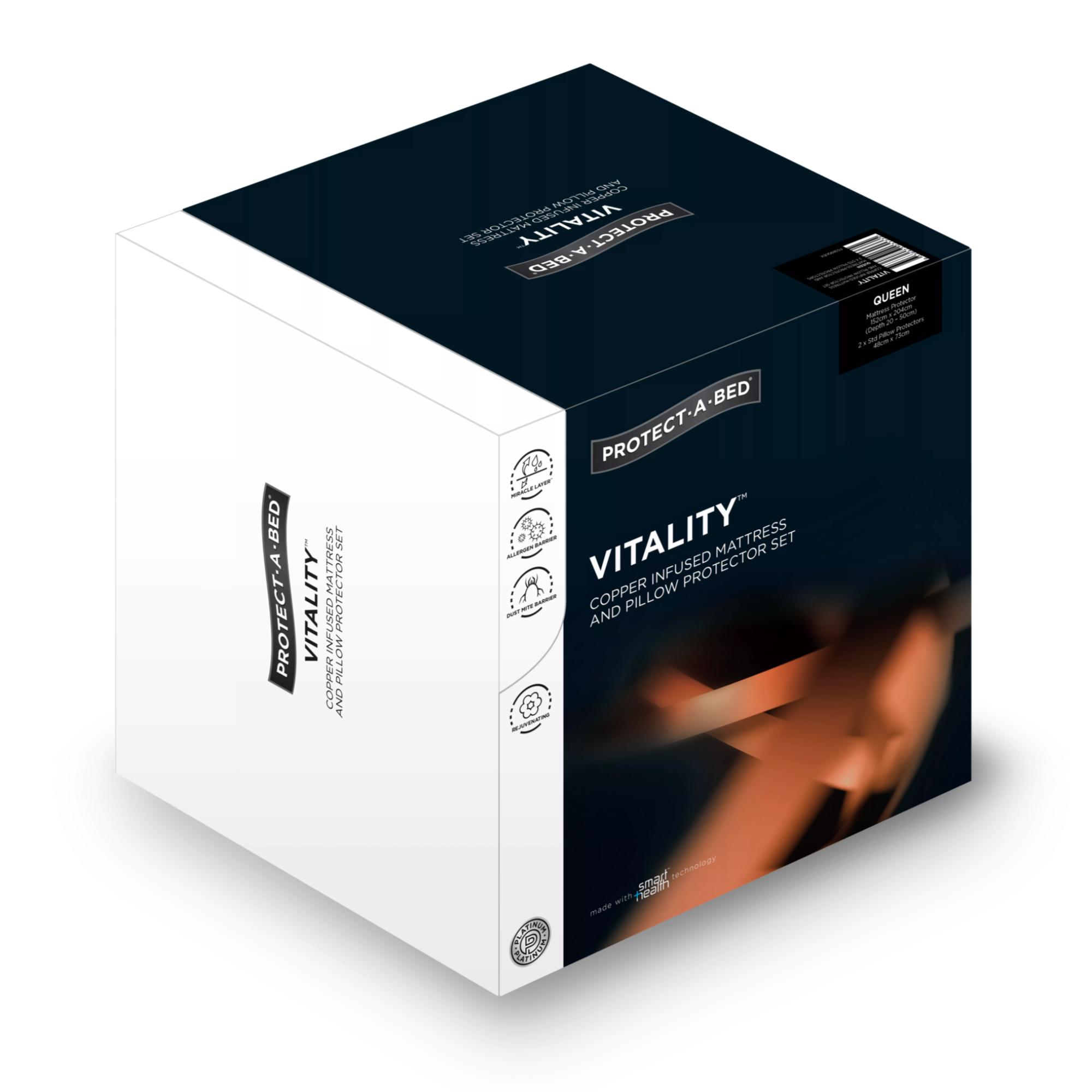 Vitality™ Copper Infused Fitted Waterproof Mattress and Pillow Protector Set