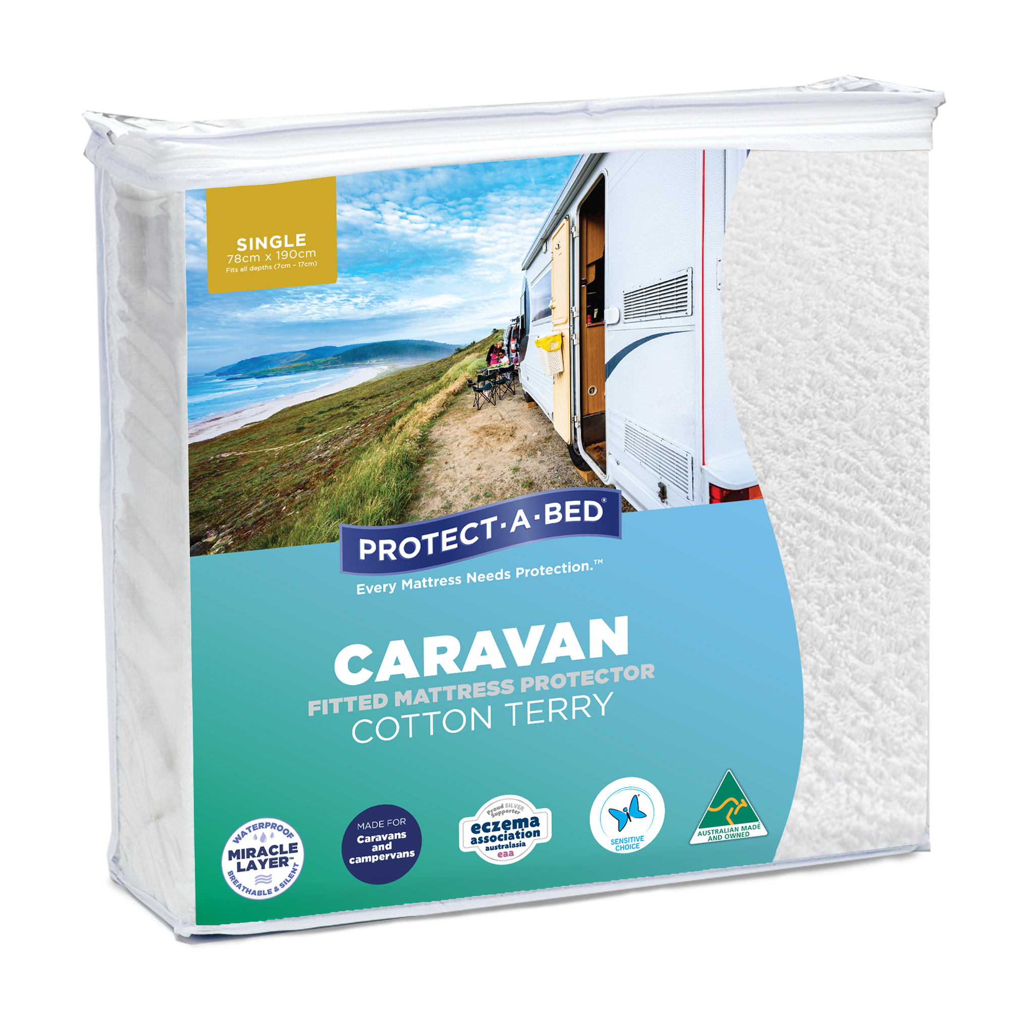 Caravan Cotton Terry Fitted Waterproof Mattress Protector