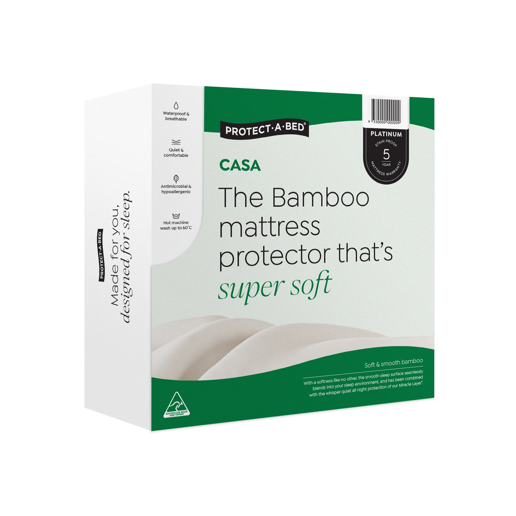 Casa Bamboo Jersey Fitted Waterproof Mattress Protector