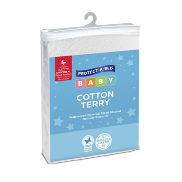 Cotton Terry Fitted Waterproof Bassinet Mattress Protector