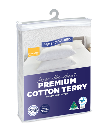 Super Absorbent Premium Cotton Terry Fitted Waterproof Pillow Protectors