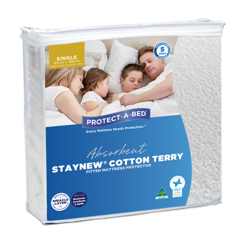 Bamboo Feel Terry Fabric Waterproof Mattress Protector, (75 x 48 inches,  Double Size, Deep Teal)
