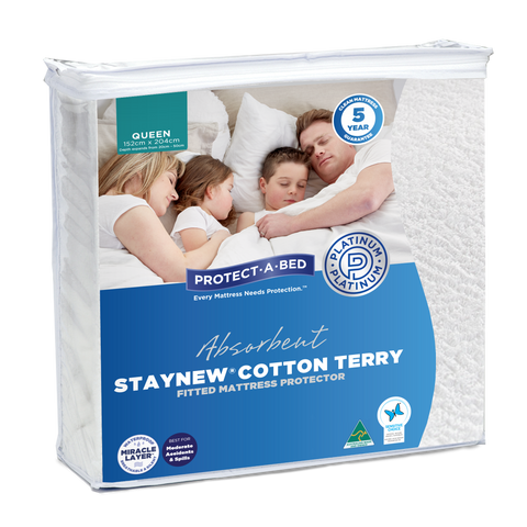 Absorbent Cotton Terry Staynew Fitted Waterproof Mattress Protector
