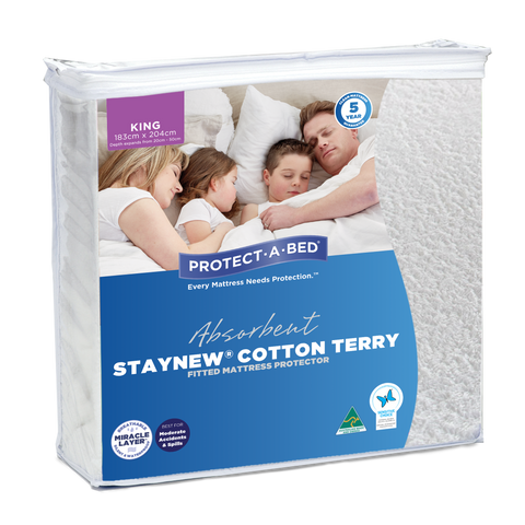 Absorbent Cotton Terry Staynew Fitted Waterproof Mattress Protector