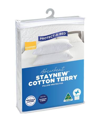 Absorbent Cotton Terry Staynew Fitted Waterproof Pillow Protectors